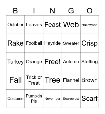 Fall Bingo Card