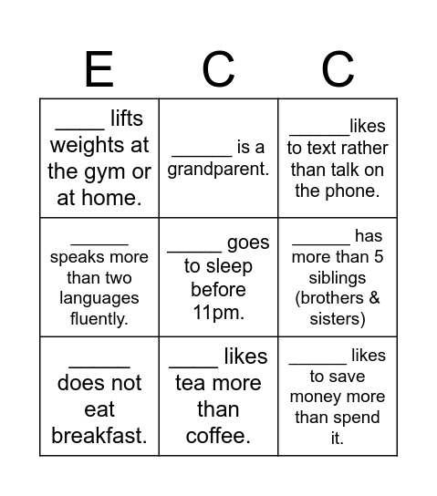 BINGO Card
