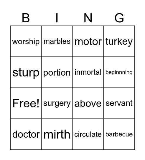 r-controlled vowel words Bingo Card
