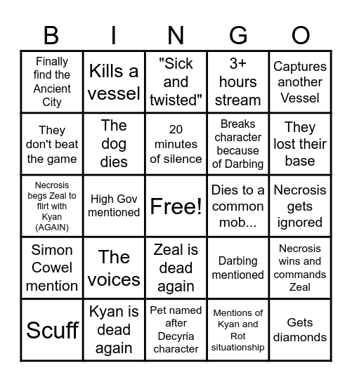 Scuff Duo Bingo Card