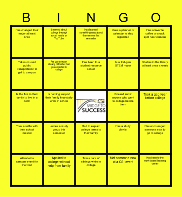 First Gen BINGO Card
