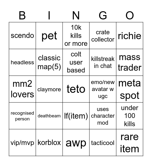 Untitled Bingo Card