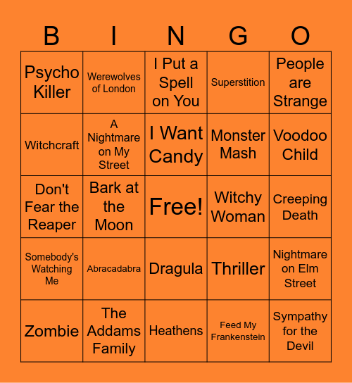 Halloween Bingo Card