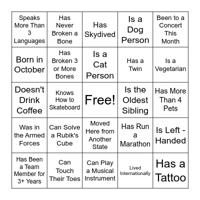 FIND SOMEONE WHO... Bingo Card