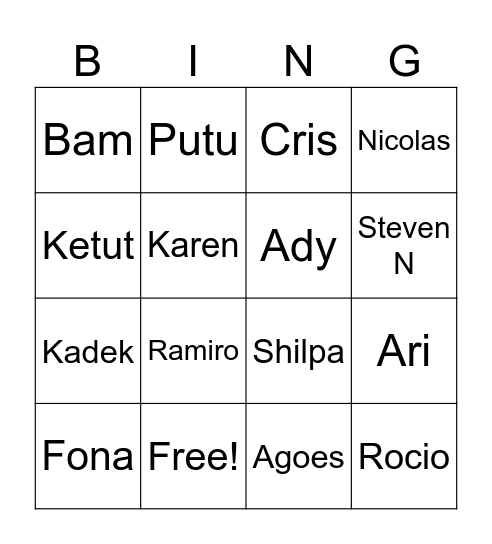 guess the baby / parent Bingo Card
