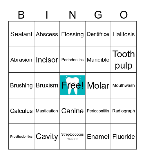 Dental Bingo Card