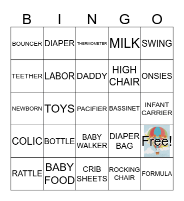 Cynthia & Eric's Babyshower Bingo Card