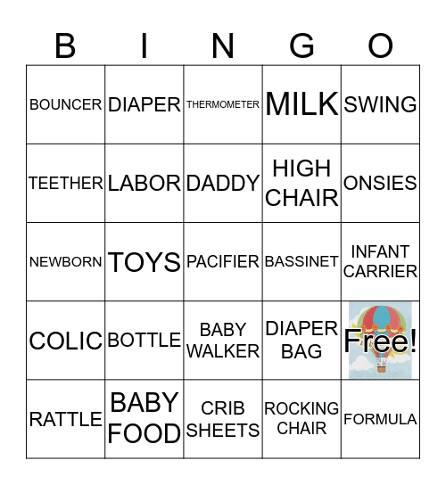 Cynthia & Eric's Babyshower Bingo Card