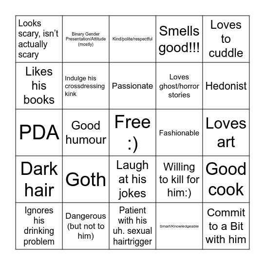 Are you Eddie Gravesend's Type? Bingo Card