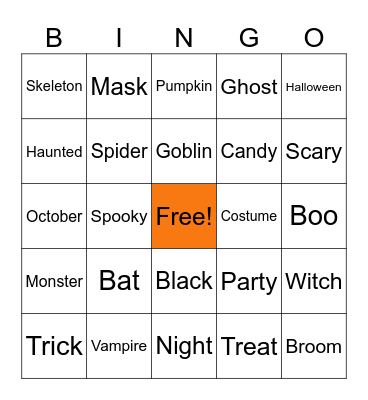 Halloween Bingo Card