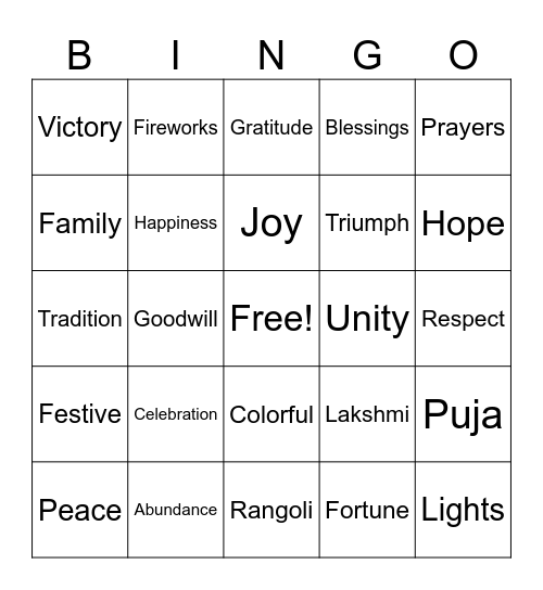 Diwali - BINGO Card