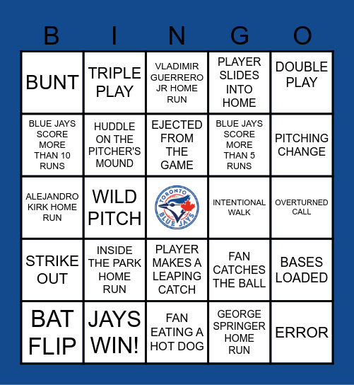TORONTO BLUE JAYS WORLD SERIES BINGO! Bingo Card
