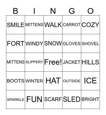 WINTER FUN! Bingo Card