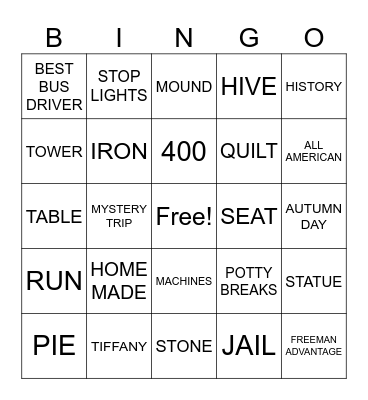 FREEMAN ADVANTAGE MYSTERY TRIP Bingo Card