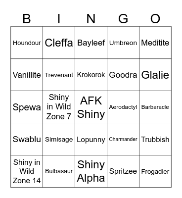 POKÉMON LEGENDS: Z-A SHINY BINGO Card