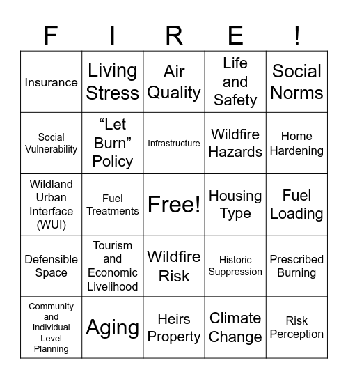 Wildfire Bingo Card