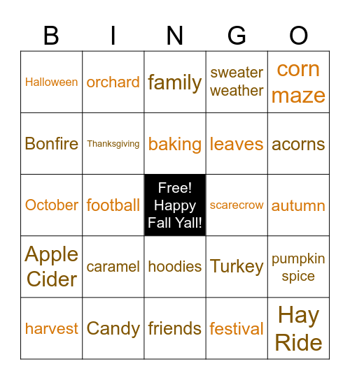 Harvest Your Luck Bingo Card