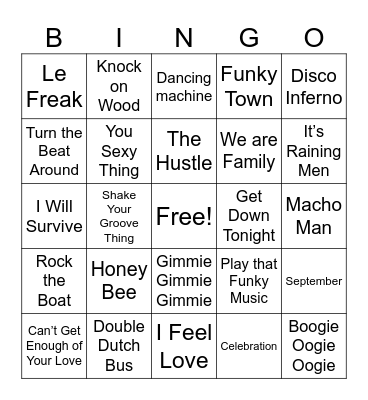 4. Disco Songs - Regular Bingo Card