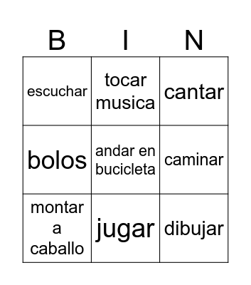 spanish bingo Card