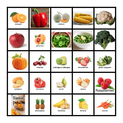 FRUIT & VEGGIE BINGO Card