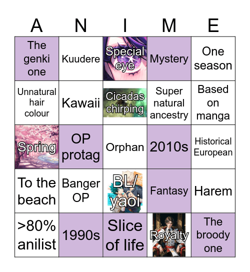 Anime randomizer Lextorias Bingo Card