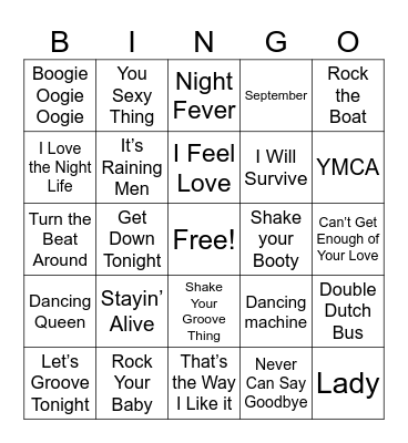 4. Disco Songs - Regular Bingo Card
