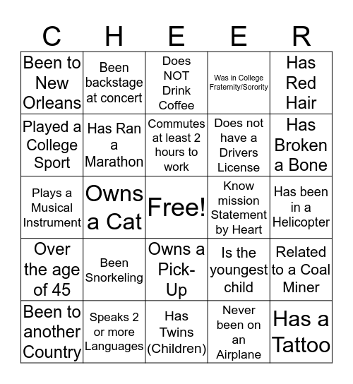Holiday Cheer Bingo Card