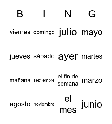 Calendario Bingo Card