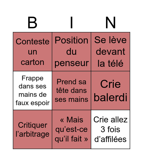 match de l’OM Bingo Card