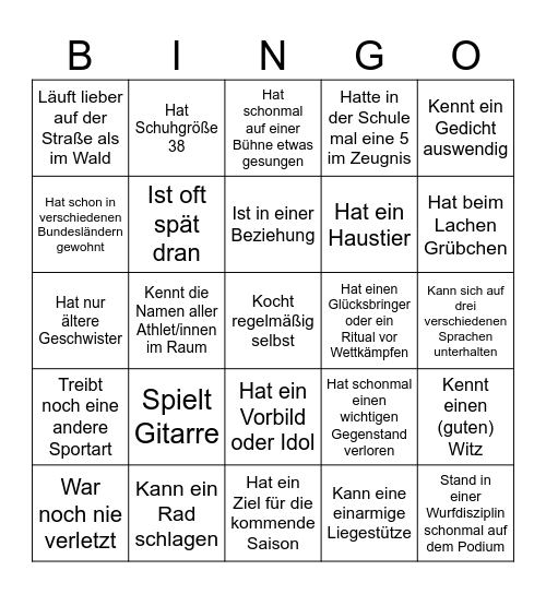 Kennenlernen Bingo Card