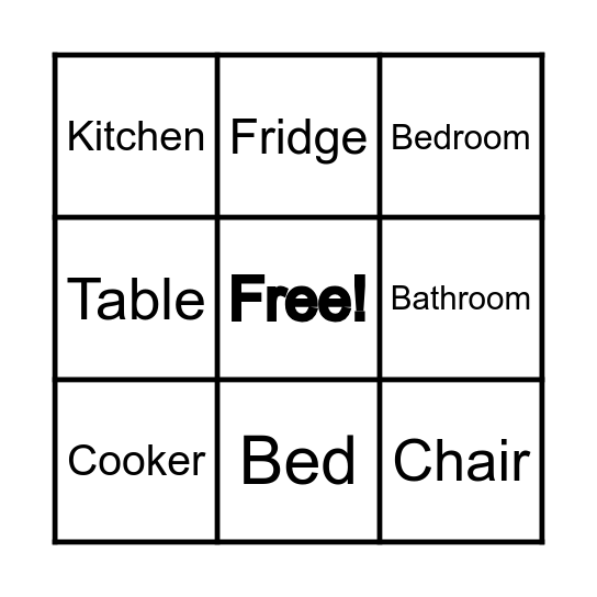 Furniture! Bingo Card