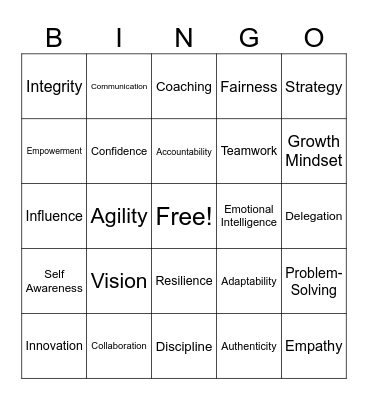 Leadership Bingo Card