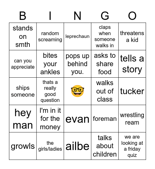 kelley bingo Card