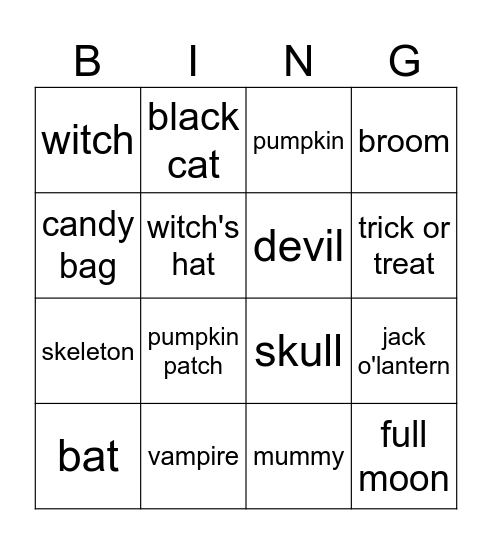 Halloween Bingo Card