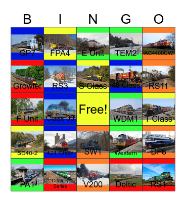 Diesel Motive Power around the World Bingo Card