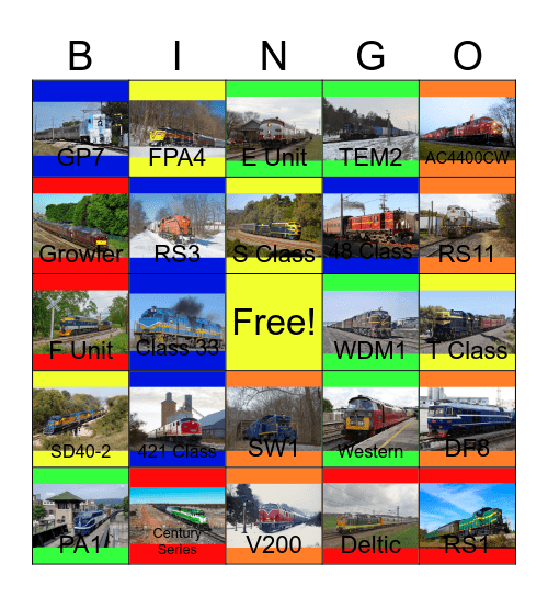 Diesel Motive Power around the World Bingo Card