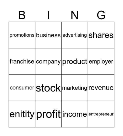 Promoting and selling  Bingo Card