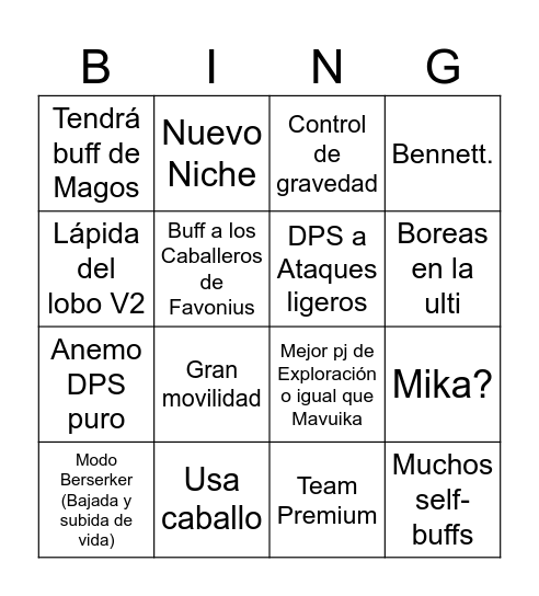 Varka Bingo! Bingo Card