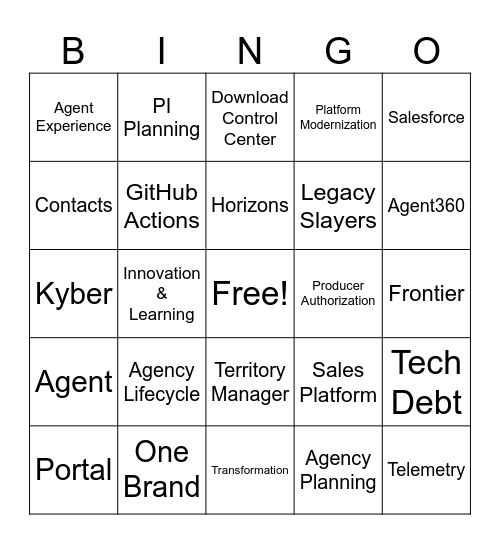 SAS PI 4 Kick-Off BINGO Card