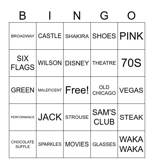 STROUSE BINGO Card