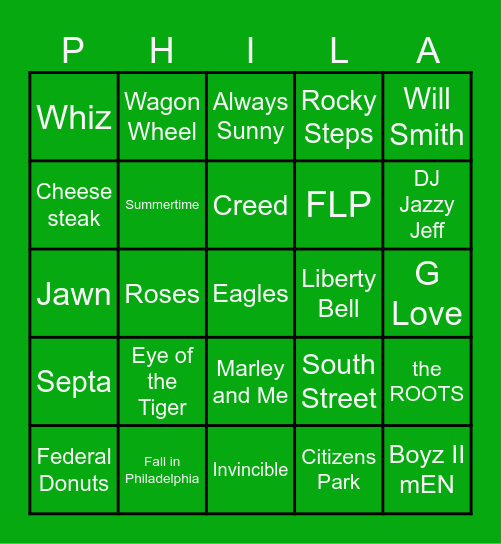 Brotherly Love Bingo Card