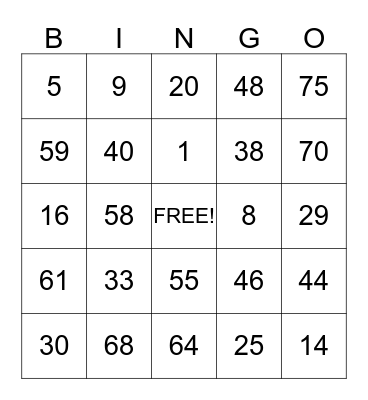 ANY LINE OR STAMP IN CORNER $1 Bingo Card