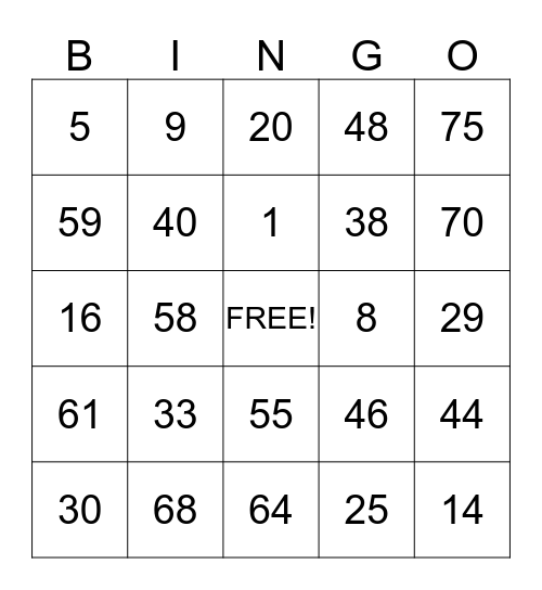ANY LINE OR STAMP IN CORNER $1 Bingo Card