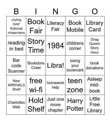 Shhh... Library Voices Bingo Card