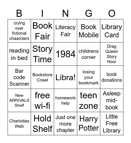 Shhh... Library Voices Bingo Card