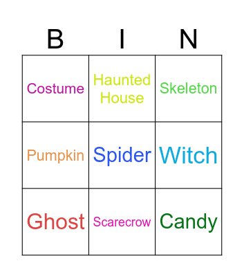 Halloween BINGO Card
