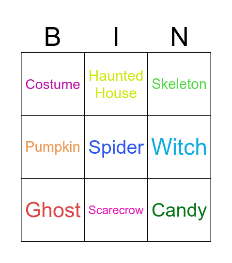 Halloween BINGO Card