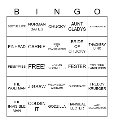 SPOOKY ICONS Bingo Card
