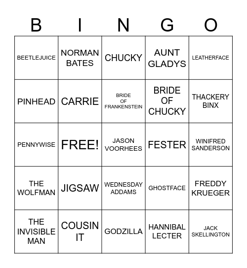 SPOOKY ICONS Bingo Card
