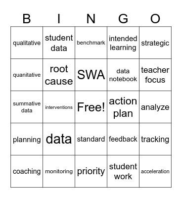 Data Bingo Card